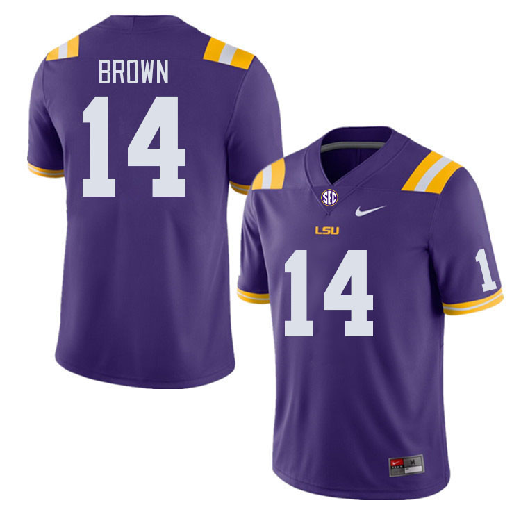 Men #14 Jalen Brown LSU Tigers College Football Jerseys Stitched-Purple